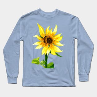 Yellow Sunflower Watercolor Painting Long Sleeve T-Shirt